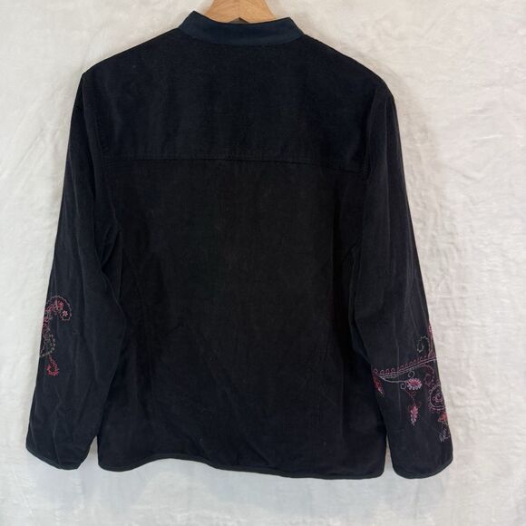 VTG Corduroy Jacket Black Grandma Embroidered Floral Boho Hippie 90s y2k - Picture 3 of 11